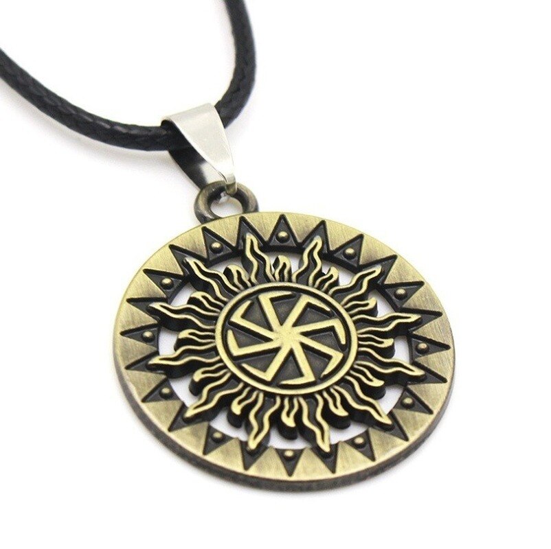 Retro Nordic Style Metal Celtic Knot Pendant Chain Necklace Men Classic Punk Amulet Jewelry: 7659-Gold