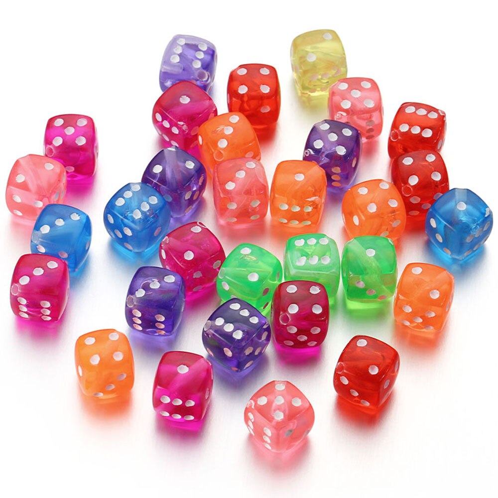 50Stck 8mm Würfel Perlen Platz Form Acryl- beabstandet Perlen Pro Schmuck Herstellung DIY Reize Armband Halskette Herstellung Zubehör: transparent-Weiß