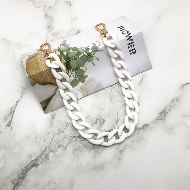 37-115 CM Frosted Alloy Fish Bone Plastic Chain Resin Chain Bag Strap for Handbags For Women Accessories Colorful Ladie