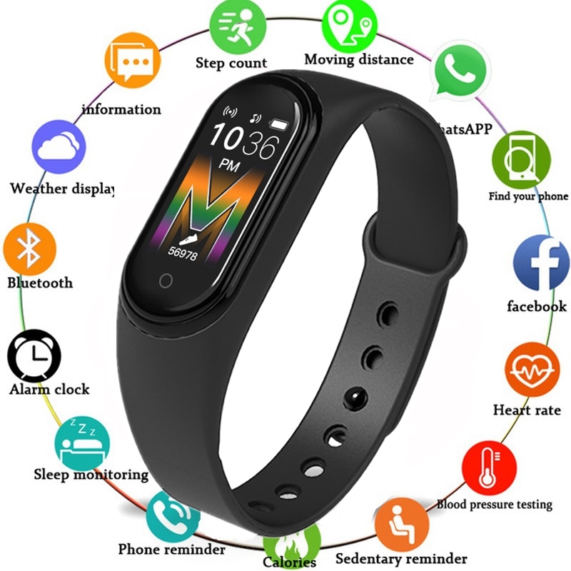 M5 pulseira inteligente smartwatch freqüência cardíaca pressão arterial monitoramento de oxigênio no sangue exercício passo contador respiração fitness rastreador