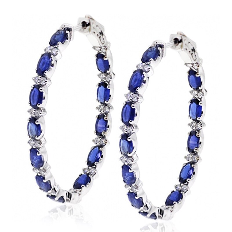 Huitan Luxury Blue Zircon Hoop Earrings for Women Delicate Daily Wearable Accessories Dance Party Female Earring Jewelry: Default Title