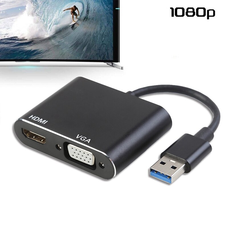 USB 3,0 zu HDMI VGA 1080P HD Konverter o Video 2 in 1 Hub (für Mac OS) Fenster 7/8/10 HDTV Projektor