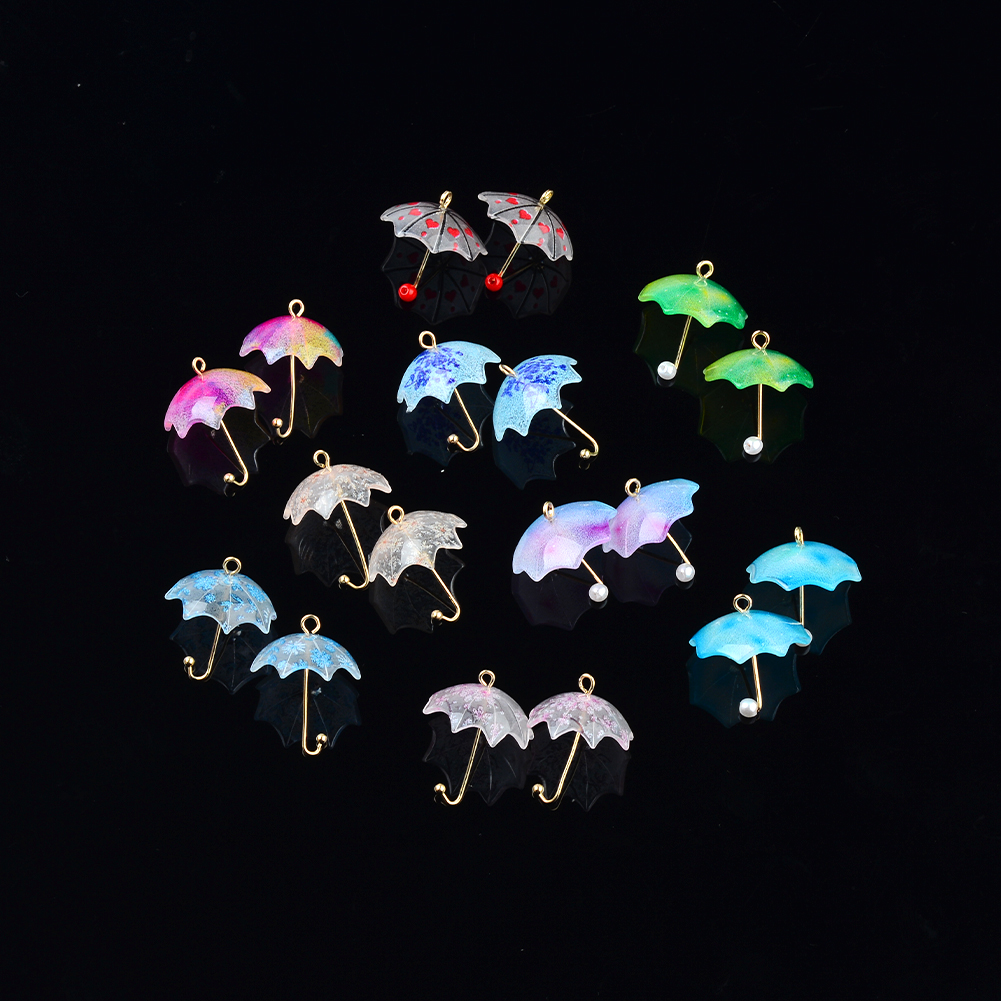 6Pcs Acryl Leuke Kleurrijke Kleine Paraplu Hanger Sieraden Accessoires Handmades Connector Diy Oorbellen Component