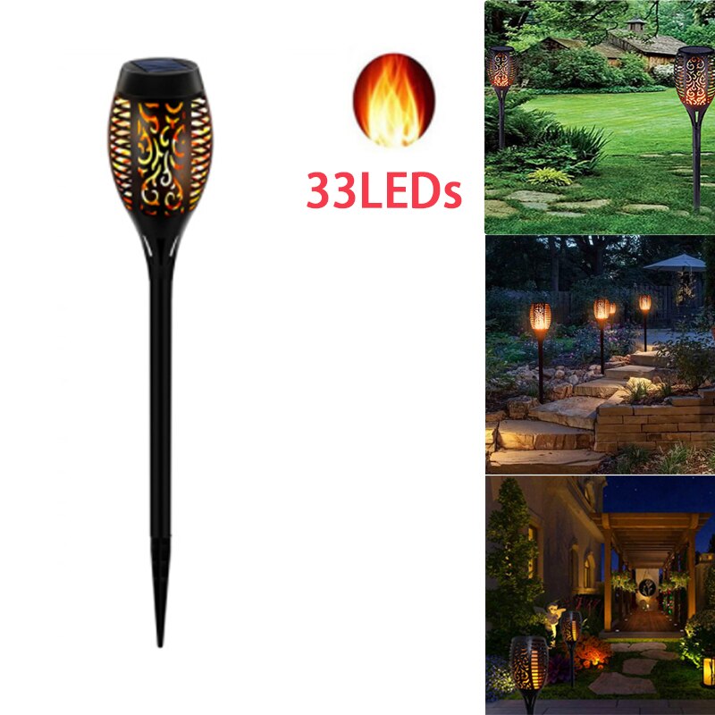 12LED/33LED Solar Flame Lights Flickering IP65 Waterdichte Outdoor Solar Lamp Path Binnenplaats Tuin Verlichting Torch Spotlight: 1pcs  33 LED