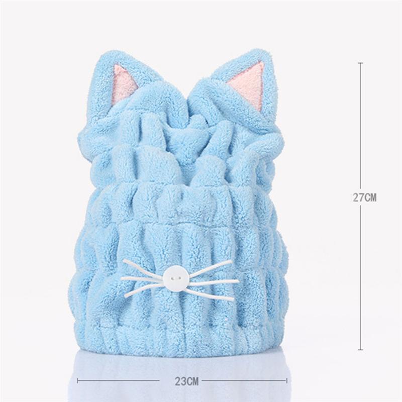 Kat Oor Haardrooginrichtingen Handdoeken Coral Fluwelen Na Douche Haardrooginrichtingen Wrap Wateropname Lady 'S Handdoek Snel Droog Haar Hoed hoofd Wrap