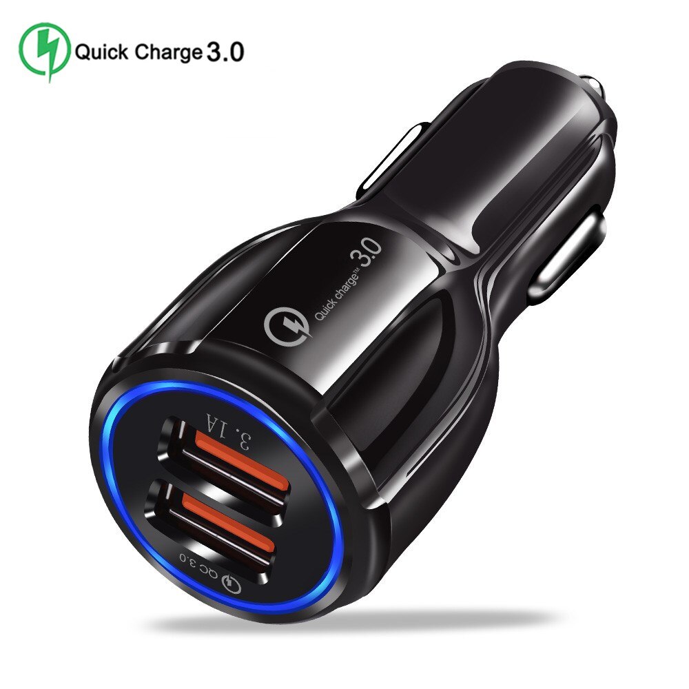 Goede 3.1A Auto Micro USB Charger Quick Charge 3.0 Mobiele Telefoon Oplader 2 3 Port USB Snelle Auto-oplader voor iphone ios Android Telefoon: Black 2USB