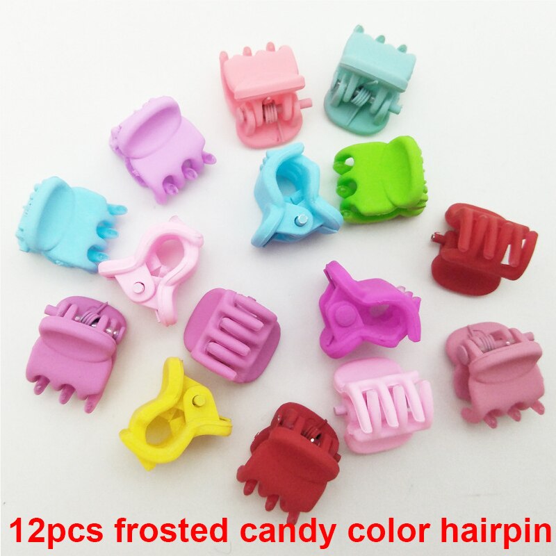 Pinces à cheveux pour femmes, 12 pièces/paquet, accessoires pour filles, Mini griffes en plastique Transparent, noir, marron,: B9