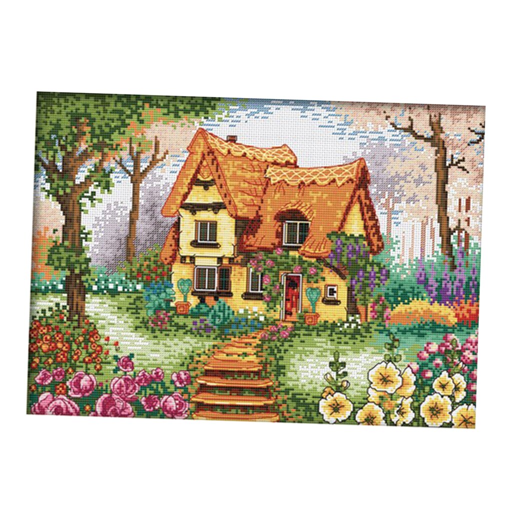 11CT Stamped Cross Stitch Kits Sew Patterns Cross-Stitch Pattern Beautiful House