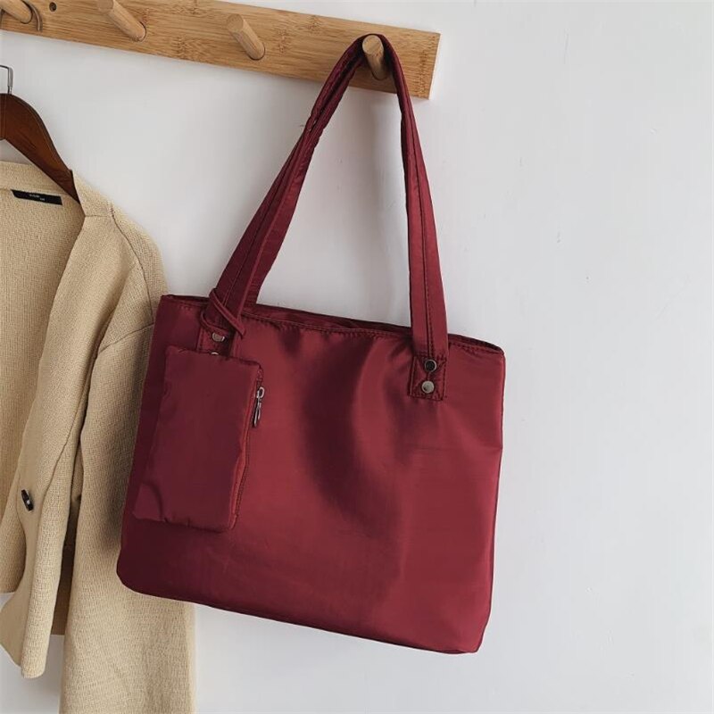 Oxford Grote Capaciteit Lange Schouder Handtas Winkelen Zak Strand Top-Handvat Tassen 2 Delige Set Vrouwen Nylon handtassen: Wine red