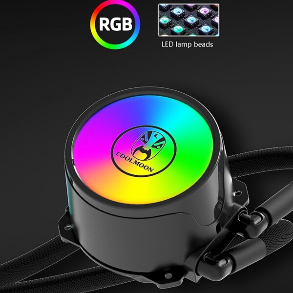 COOLMOON 240mm RGB LED Fan 4 Pin PWM CPU Water Cooling Radiator Suitable for /AMD Multi-Platform CPU Radiator