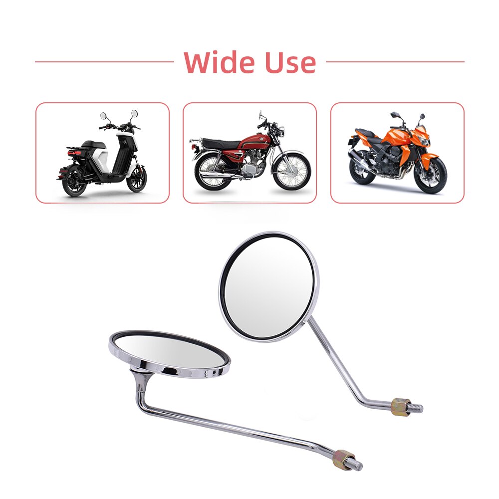 Gran visión Universal retrovisor para motocicleta espejo de la bicicleta eléctrica de 4,3 pulgadas cromo espejo redondo Moto espejos laterales