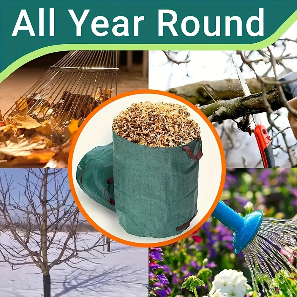 PP Garden Waste Bags Heavy-Duty Reusable Yard Debris Bags with Industrial Fabric and Handles for Plant, and Leaf Collection