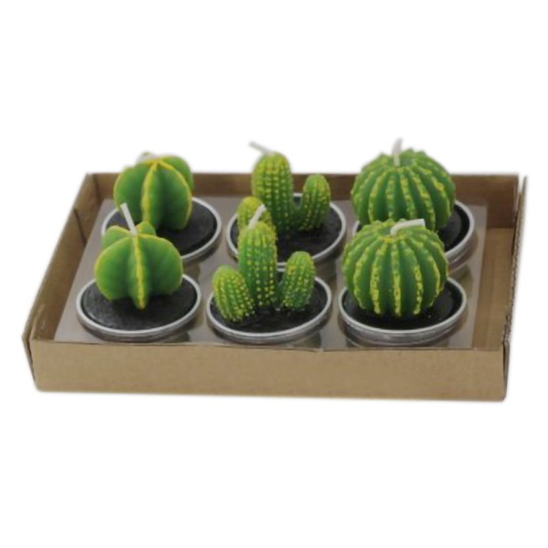6 uds. Plantas suculentas artificiales vela de Cactus para la de cumpleaños decoración del sitio de la boda candelabro accesorios decorativos