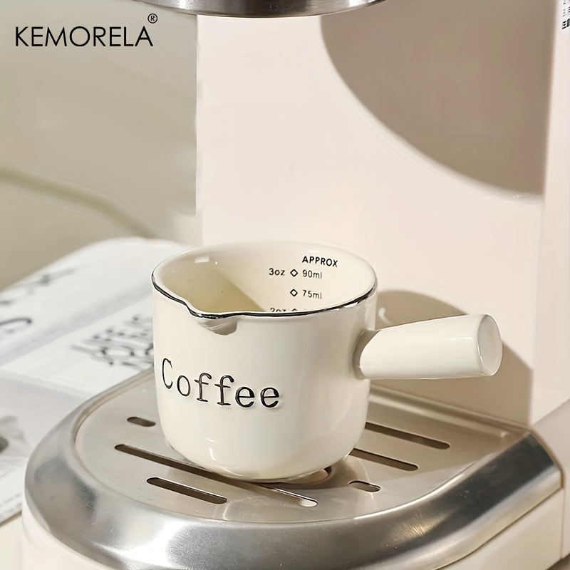 Kemorela 3oz/90ml Ceramic Measuring Cups Espresso Extraction Cup Transfer Cup Milk Cup With Scale kitchen tools