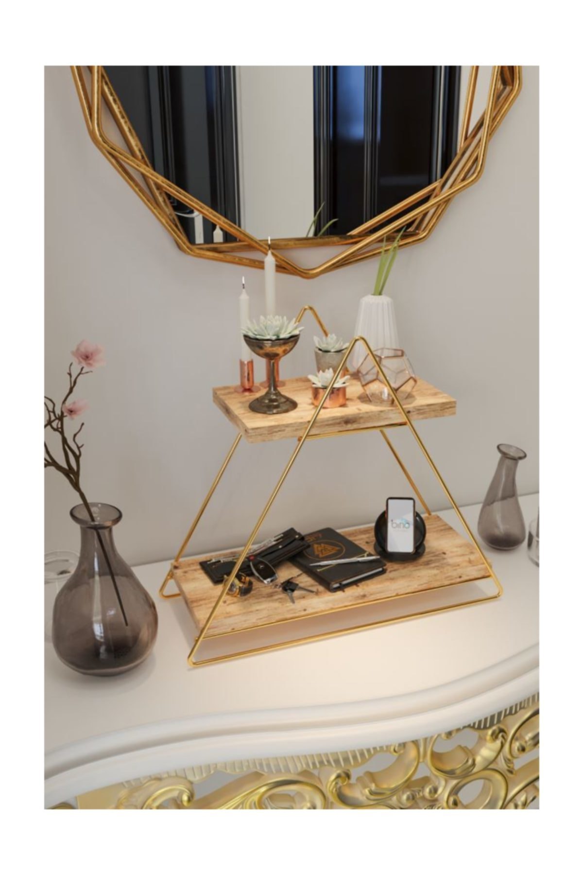 Estante de servicio de mesa triangular, regulador decorativo para cocina y baño
