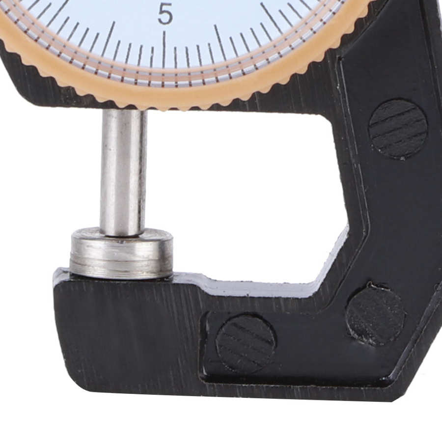 Cone Head Thickness Gauge Aluminum Alloy Black Portable Accurate Measuring Jewelry Leather Board Equipment 0‑10mm with Wear‑Resistant Dial Shell
