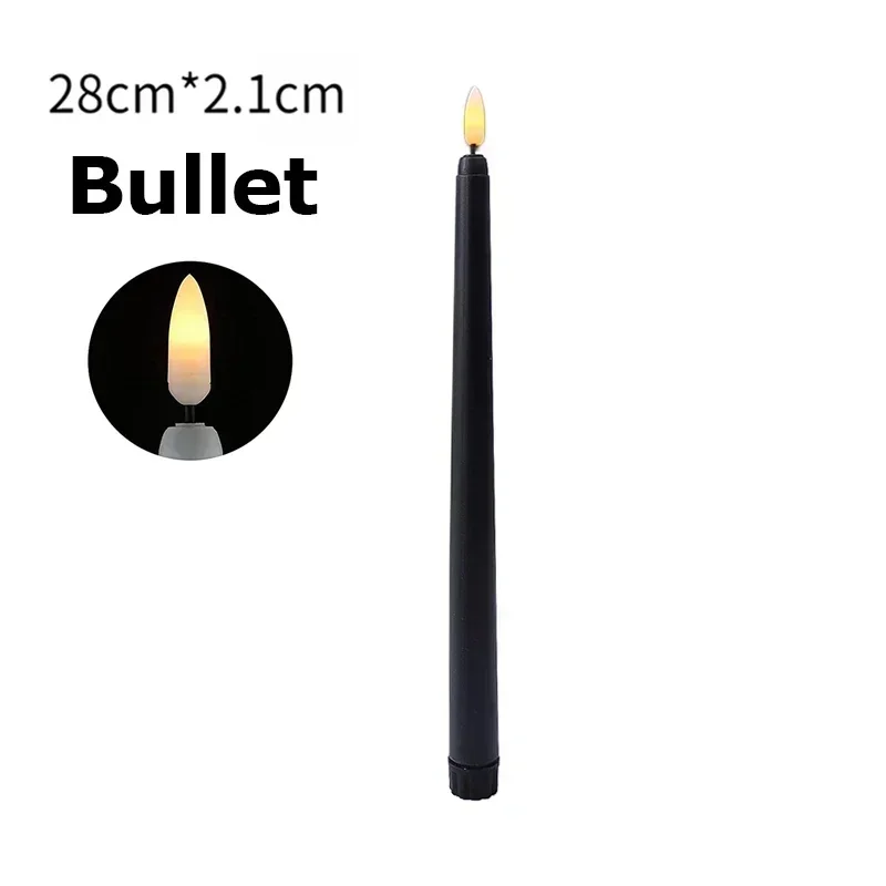 Bougies LED longues sans flamme, 1/6 pièces, bougies pointues, alimentées par batterie, bougies scintillantes, décoration de fête de noël: blanc chaud / vert clair