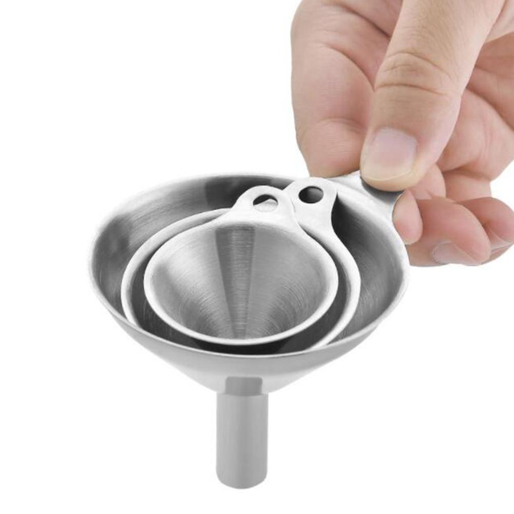 3 st/set rostfritt stål tratt mini olja vin integrerad tratt vätskedispenser