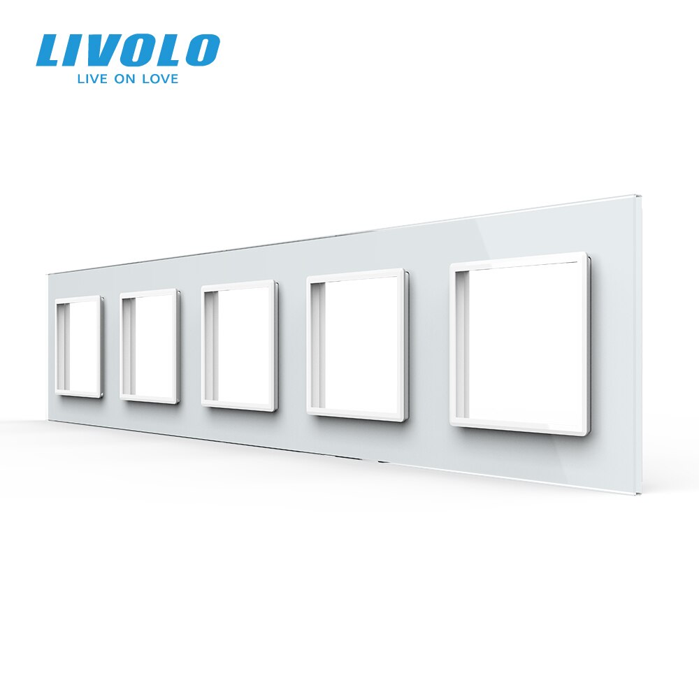 Livolo Eu Standaard Luxe 3 Kleuren Crystal Glass Switch Panel, 364Mm * 80Mm,, vijfvoudig Glass Panel Voor Muur Socket C7-5SR-11: White