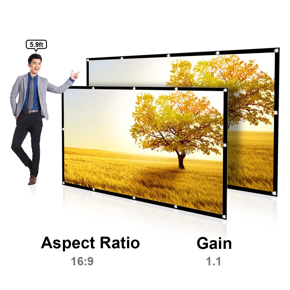 Rapide ship80/100/120/150 pouces Portable HD projecteur écran 16:9 écran de Projection pliable épais Durable pour le cinéma maison en plein air