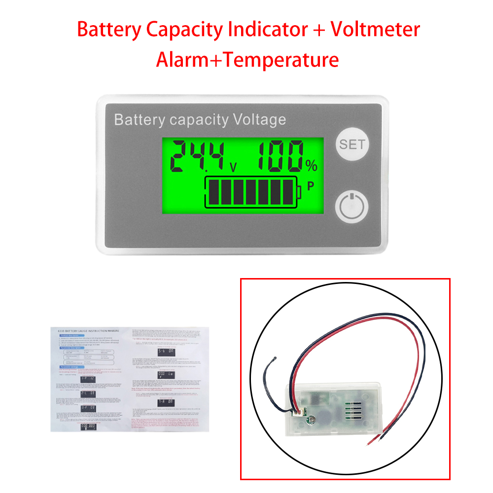 6133A Battery Capacity Indicator DC 8V-100V LCD Digital Voltmeter Electricity Meter 12V 24V 48V 72V Voltage Tester Battery Gauge: Yellow