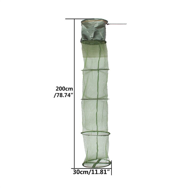 6 Sizes Fish Trap Foldable Fish Cage Fishing Net Small Large Mesh Nets Collapsible Keeping Network Durable HT49-0020: 30X200