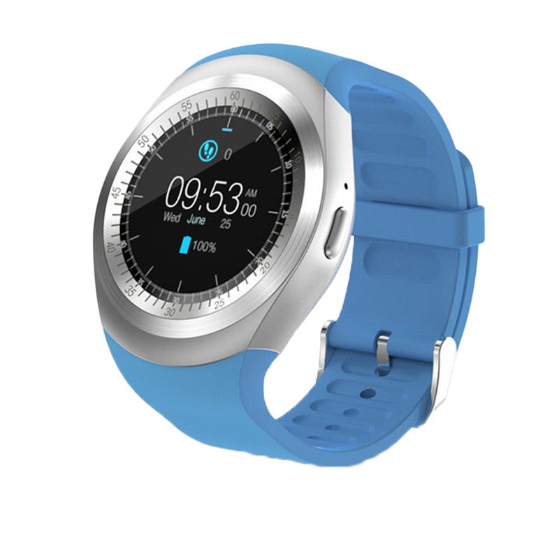 Y1 montre intelligente Bluetooth Relogio Android Smartwatch prend en charge la carte Nano SIM et la carte TF montre intelligente unisexe: Bleu