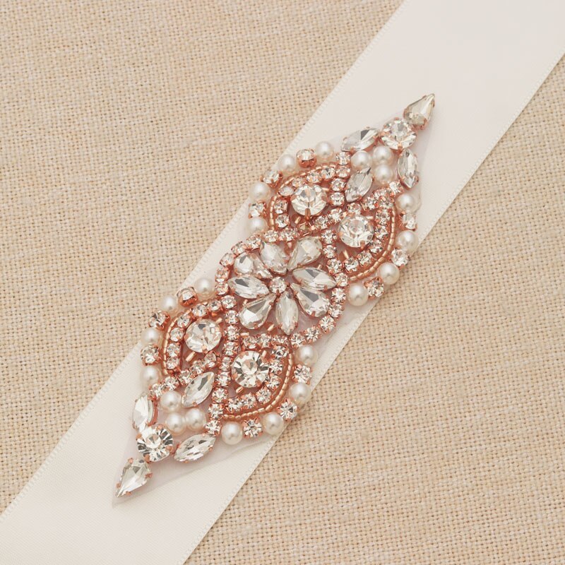 Missrdress Wedding Belt Rose Gold Crystal Bridal Sash Steentjes Linten Kralen Bruids Riem Voor Wedding Party Jurken JK932