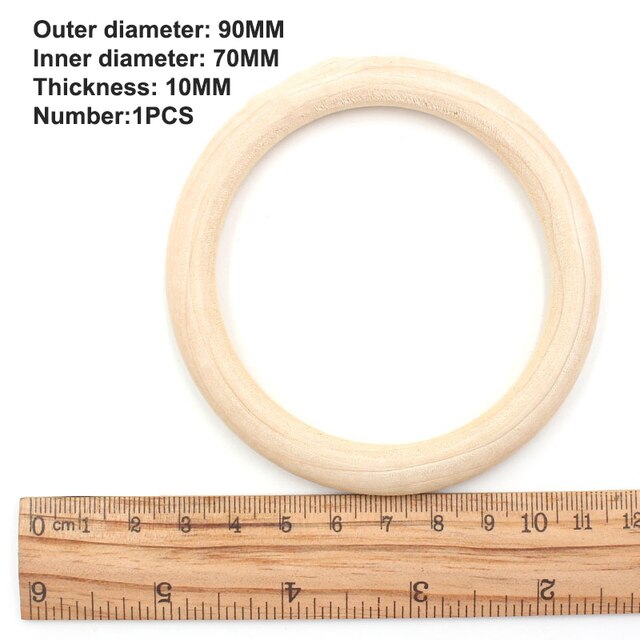 15-100mm Unfinished Wooden Rings for Crafts Natural Wood Rings DIY Wood Hoops Ornaments Connectors Jewelry Making Ring Pendant: 90mm 1pcs