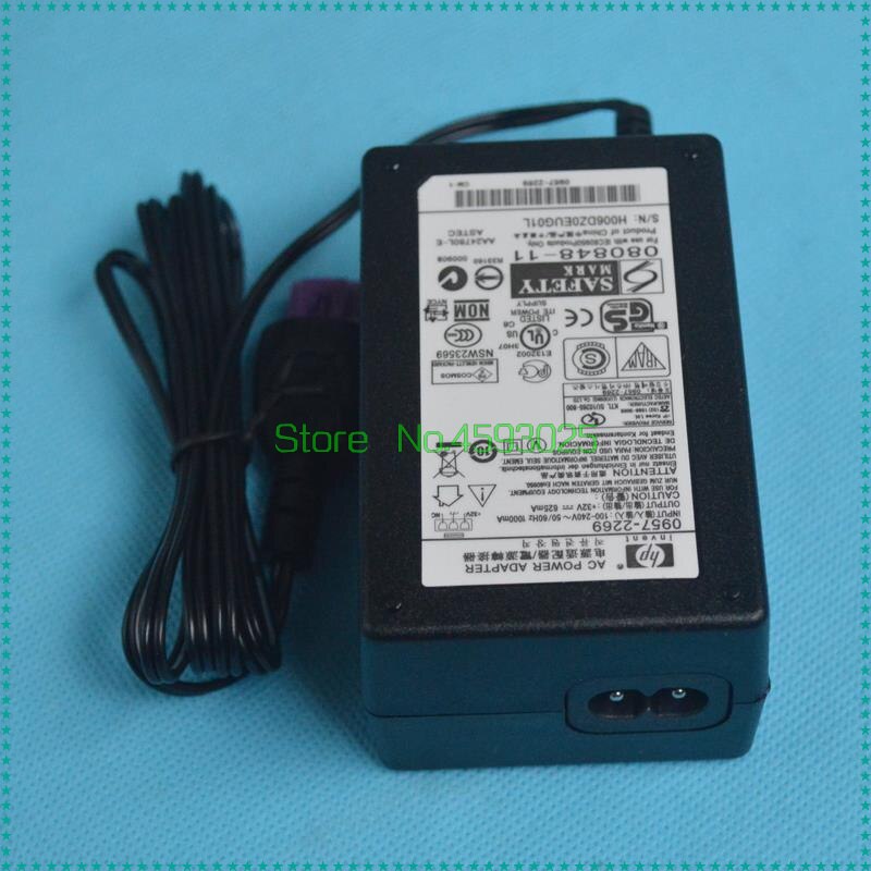 Input： 100-240v 50/60hz 600ma output： +32v 625ma 0957-2269 ac strømadapter oplader til hp  f2418 f2410 f2480 4000 4500: Intet vekselstrømskabel