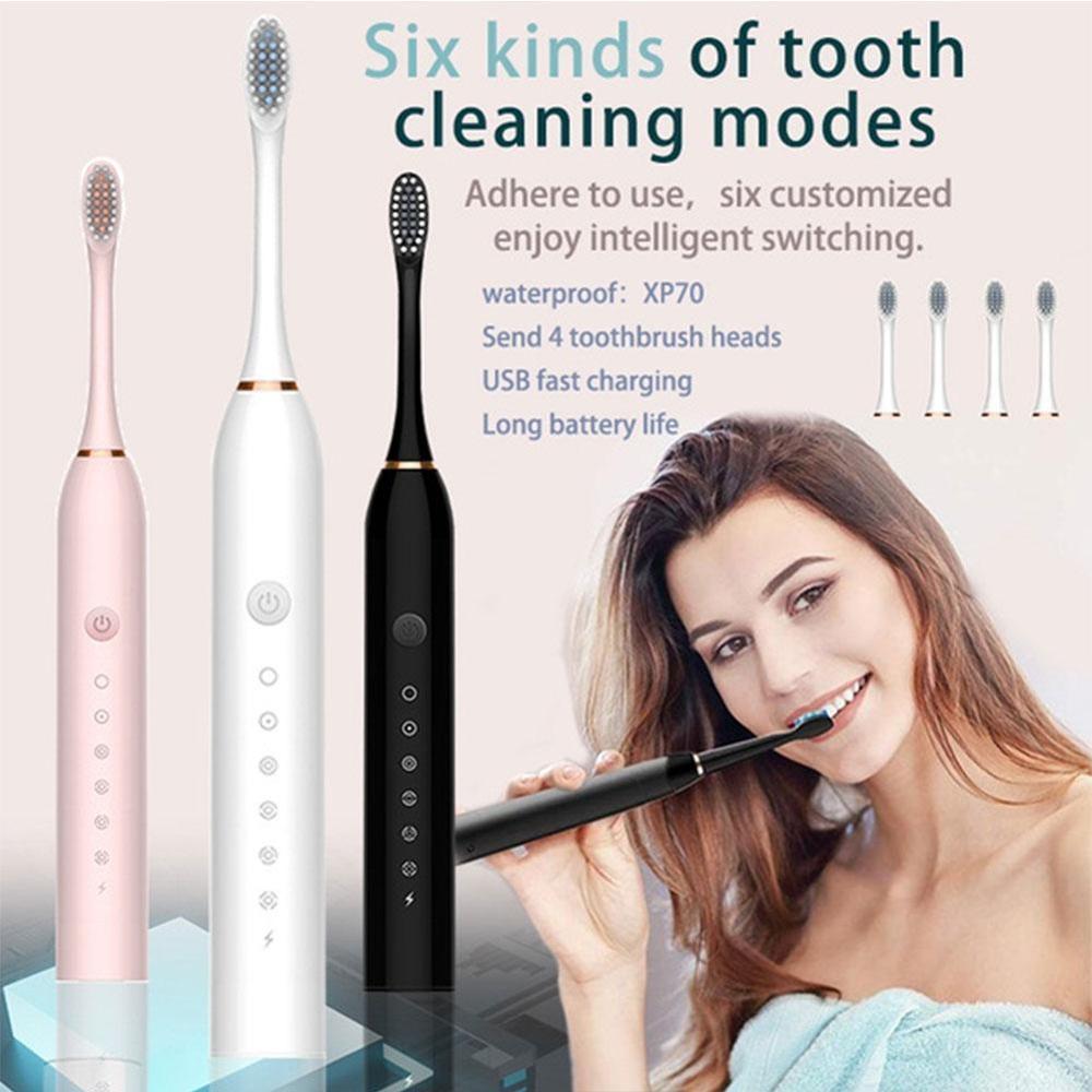 Electric Toothbrush Sonic Vibration 6 Files Adult Household Soft Fur USB Charging Waterproof Electric Toothbrush