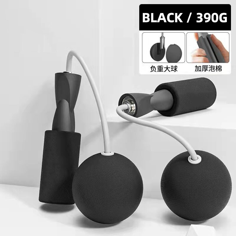 Köysi hyppynaru ropeless pvc hyppynaru johdoton hyppyköysi lapsille aikuisille kannettavat kuntolaitteet kuntosali fitness 270g 390g: 390g ei köyttä musta