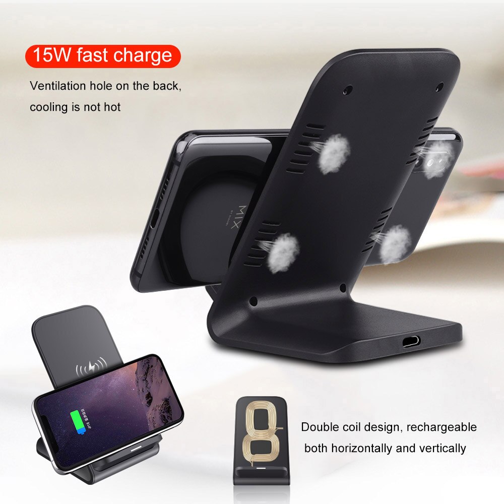 FDGAO 15W Qi Drahtlose Ladegerät Stand Lade Dock Station Telefon Schnelle Ladegerät Für iPhone 11 Pro XS MAX XR samsung S10 S9 Hinweis 10
