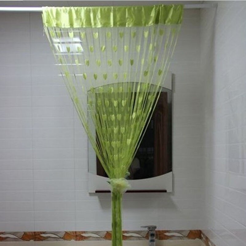 Goedkoopste String Gordijn voor Woonkamer Deur Kwastje Screen Room Divider Blind Venster Drape Hart Panel Chinese Gordijnen: Grass green