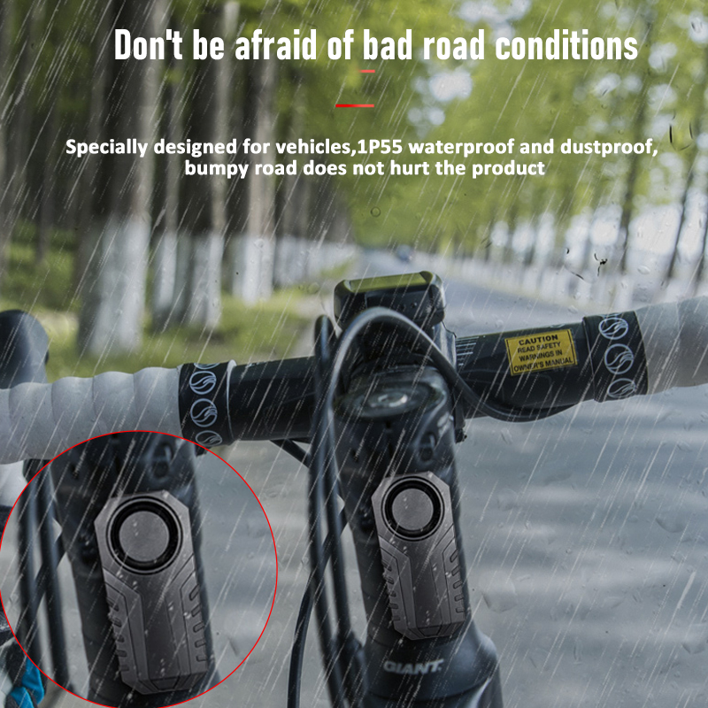 Wireless Anti-Theft Motorcycle Bike Alarm with Remote Waterproof Bicycle Security Alarm Vibration Sensor Anti Lost 113dB Loud