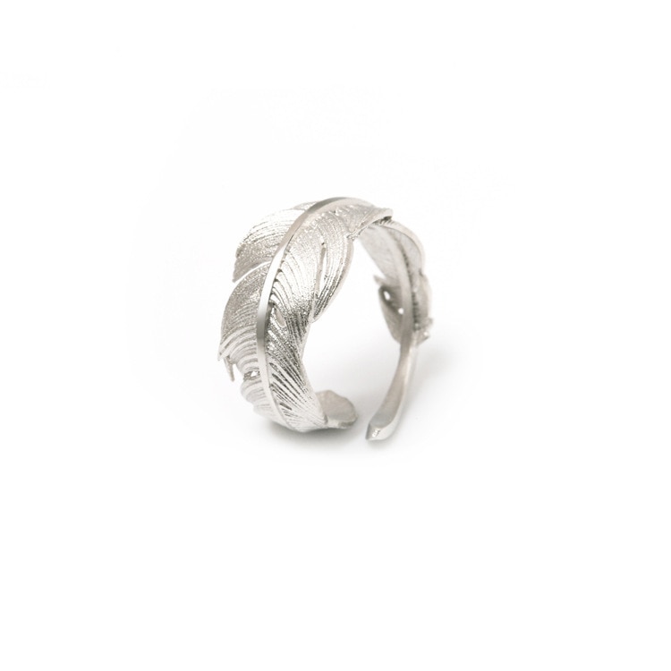 Luxury Feather Chunky Thumb Dainty Spoon 925 Sterling Silver Ring For Women Korean Statement Jewelry