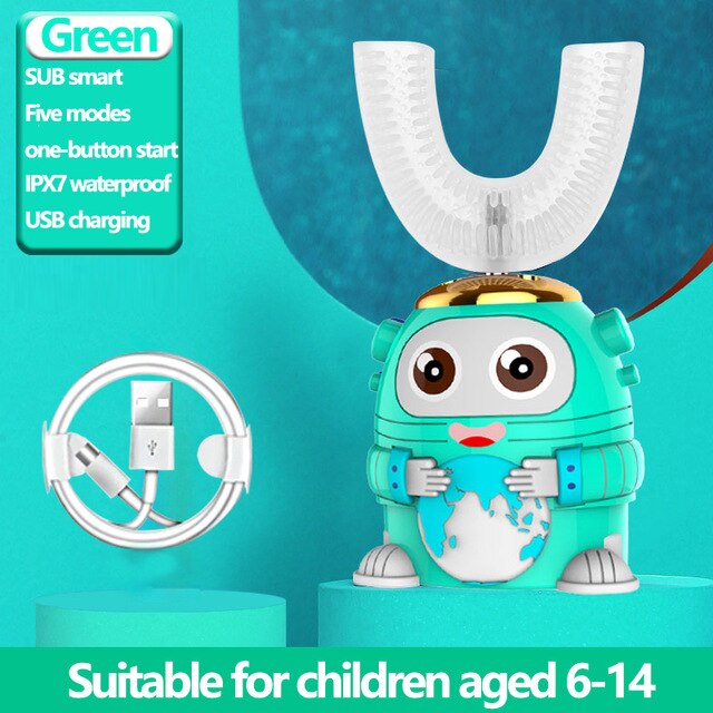 Children Electric Toothbrush Cartoon Pattern Tooth Brush Electric Teeth Tooth Brush For Kids with Soft Replacement Head: F For 6-14 years old
