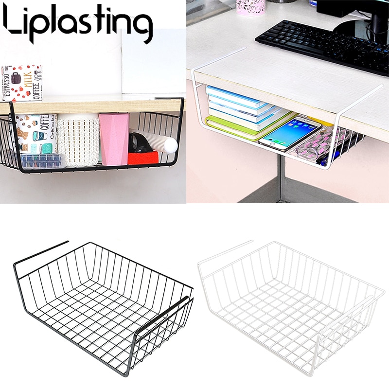 NUODWELL Panier De Rangement Extensible à Suspendre Sous Étage - Organiseur Réglable En Maille Métallique Noir Pour Cuisine, Bureau Et Garde-Manger
