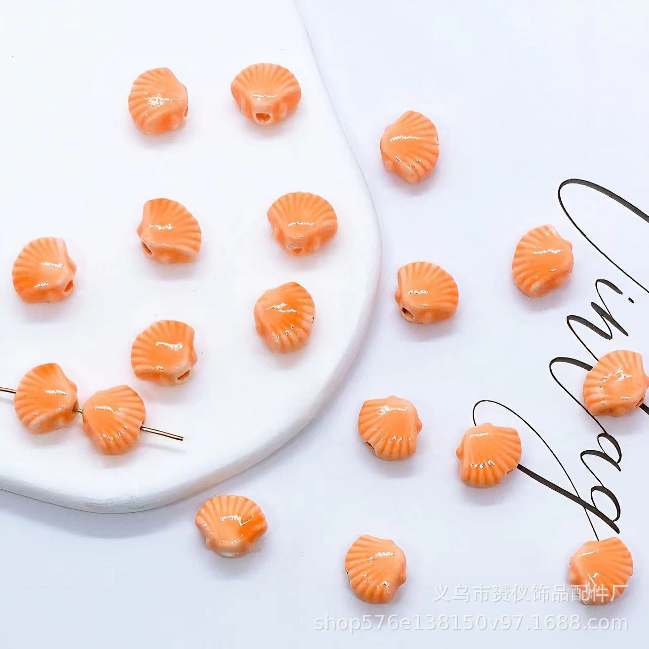 10pcs/lot 10x12MM Small Shell Beads Charms Ceramic Spacer Loose Beads For Jewelry Making DIY Bracelet Earring Accessories: Red