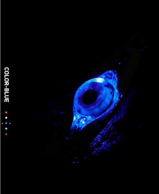 Cuillère de pêche sous-marine avec lumière LED, leurre léger en forme d&#39;oeil, matériel et accessoires: Bleu