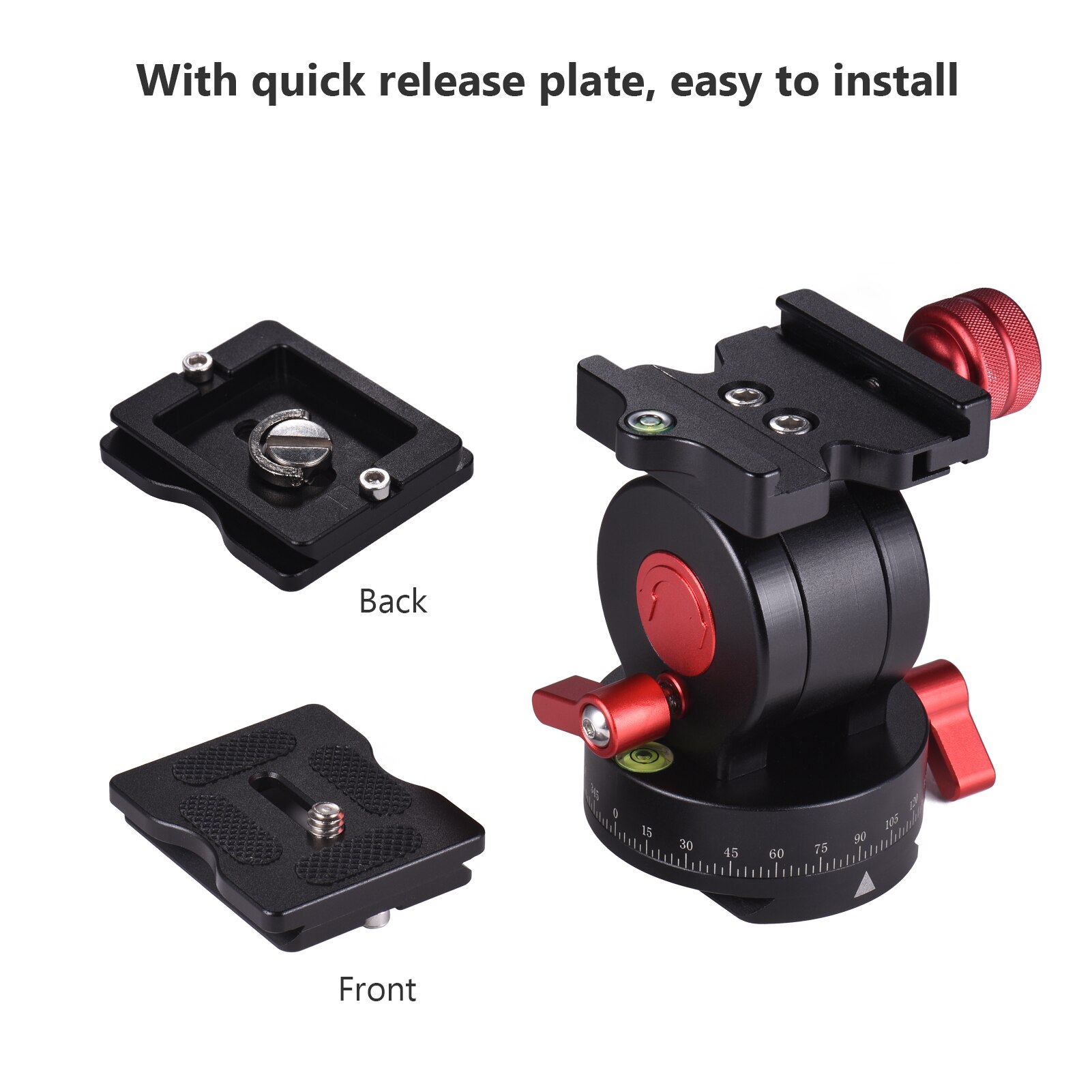 Andoer liquid hydraulic ball head aluminum alloy tilt head qr plate 1/4 & 3/8 inch screw hole load bearing 10kg for camera tripod