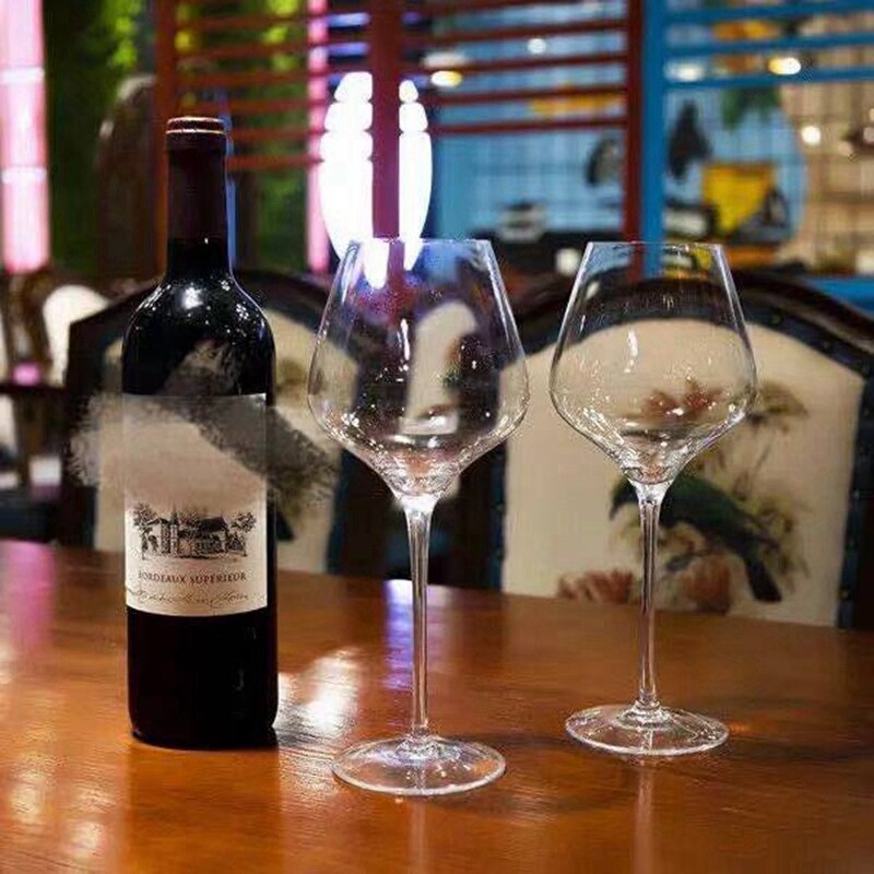 2PCS/Burgundy Crystal Red Wine Glass Large High Grade Goblet Unleaded Crystal Home Wine Glass Set Decanter