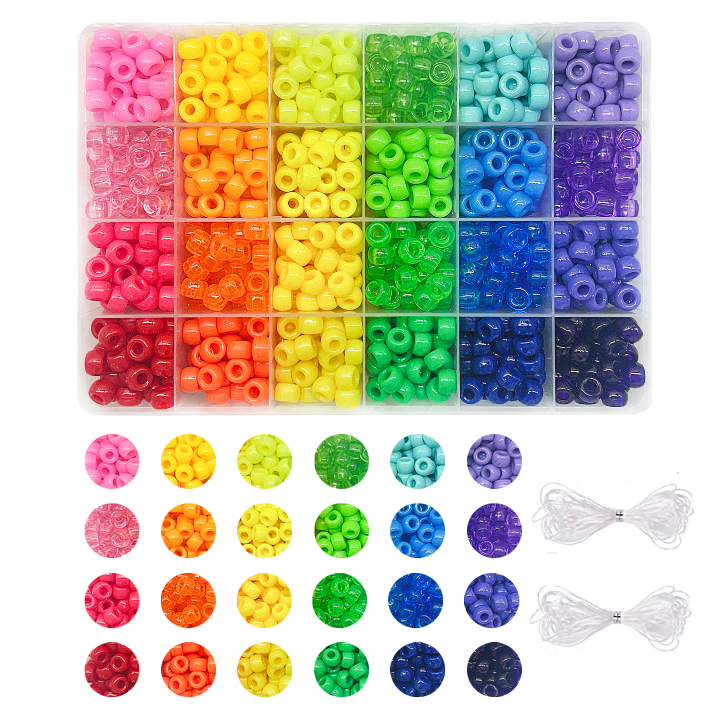 Pony Beads for Friendship Bracelet Making Kit 24 Colors Kandi Beads Set, Plastic Rainbow Bulk and 980pcs Letter Beads wit: Rhodium Plated