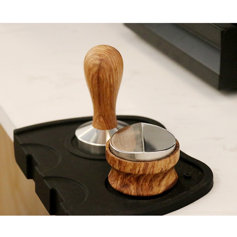 Kawa dystrybutor Espresso manipulować 58mm nierdzewny stal Kawa manipulować baza z drewniany uchwyt Kawa Leveler narzędzie C44