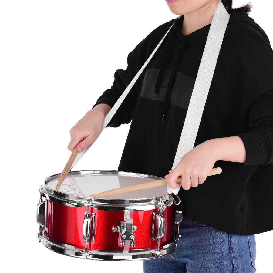Muslady 12inch Snare Drum Head with Drumsticks Shoulder Strap Drum Key for Student Band percussion instrument: 12inch red