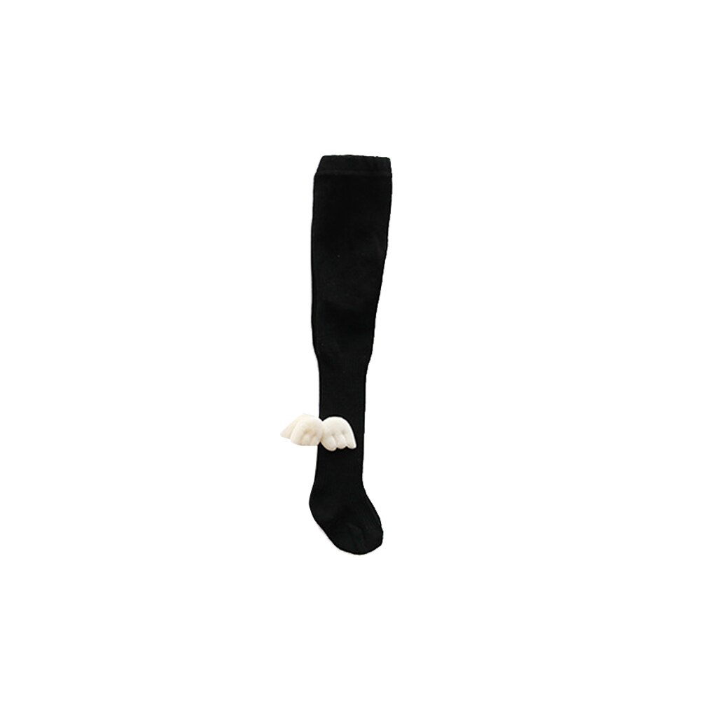 Mise au point 0-8Y automne hiver bébé filles collants ange ailes couleur unie câble tricot Leggings doux coton collants: Black / 6 to 12 Months