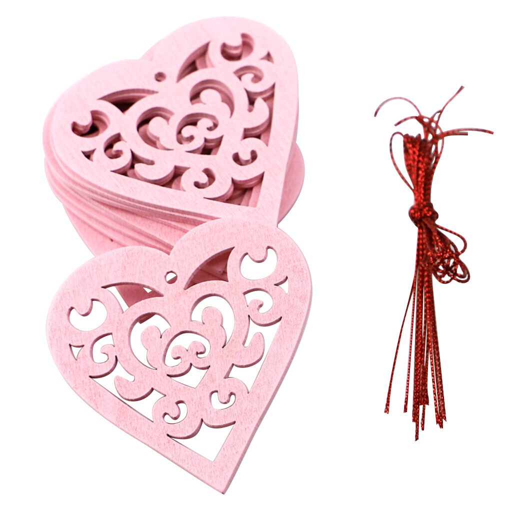Fournitures de mariage festives en bois, décoration en cœur creux pour la saint-valentin, amour: D