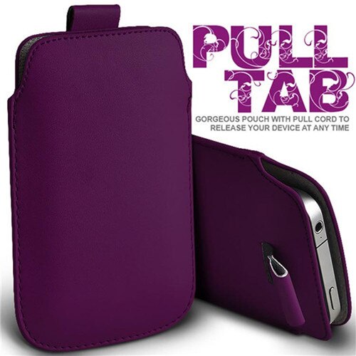 PU Leather Pull Tab Sleeve Pouch For LG K9 / K8 /Aristo2 X210/Zone 4/X2 Phone Cases Bag Universal Full Protection Pouch: DarkPurple