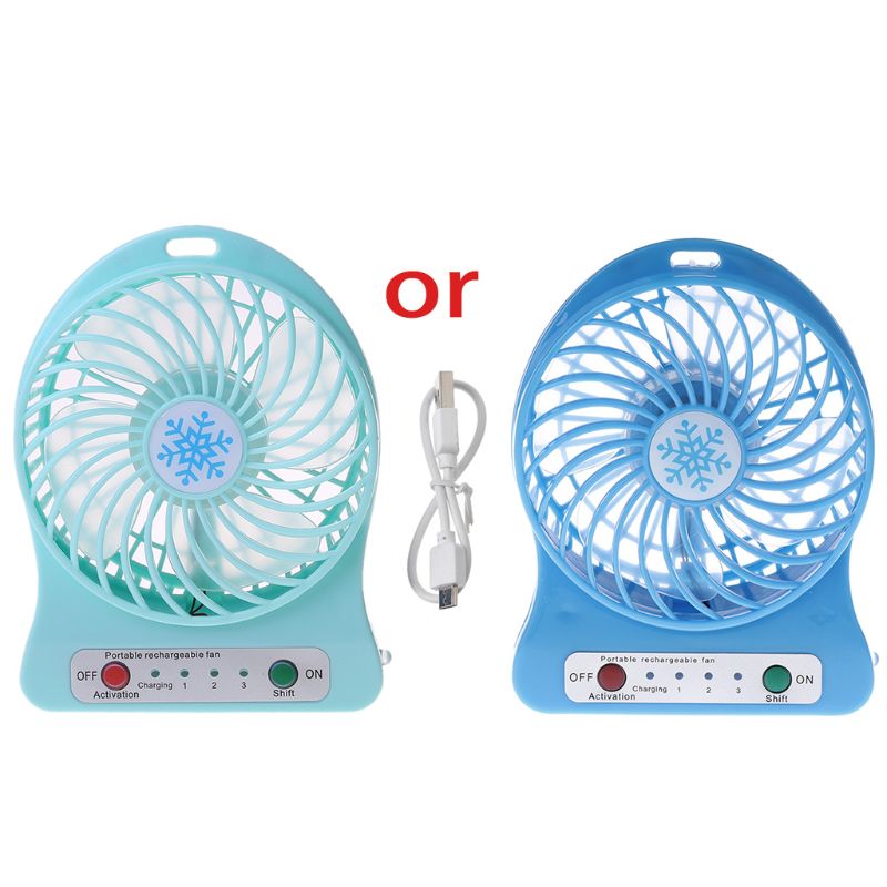 Ventilador USB portátil para escritorio, 5W, para ventilador de luz LED al aire libre, sin batería 18650: Azul