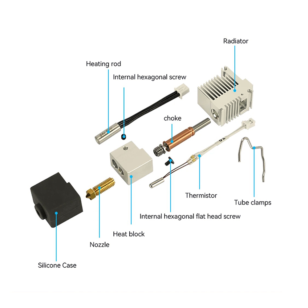 For Anycubic Kobra 3 Hotend Kit Thermistor Heating Tube 24v 50w Heater Block for Anycubic Kobra3 Combo Print Head End